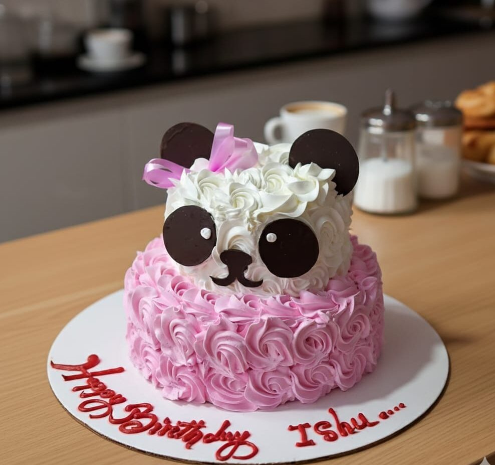 Eggless Panda Cake