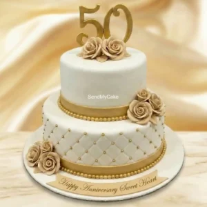Golden Jubilee Anniversary Cake
