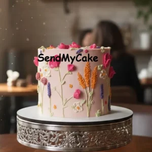 Pink Meadow Wildflower Birthday Cake (Eggless)