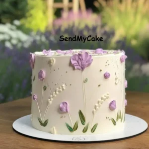 Lavender Meadow Hand-Painted Cake (Eggless)