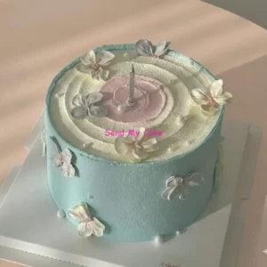 Pastel Blue and Pink Textured Butterfly Cake(Eggless )