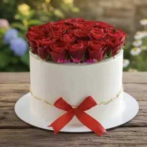 Elegant Red Rose Cake(Eggless )