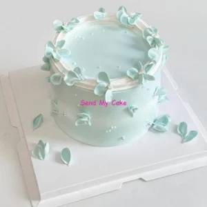 Elegant Mint Green Floral Petal Cake( Eggless)