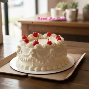 Cherry Cream Designer Cake(Eggless)