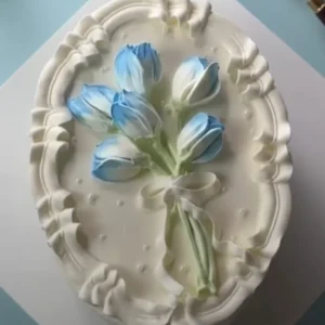 Elegant Blue Tulip Bouquet Cake(Eggless)