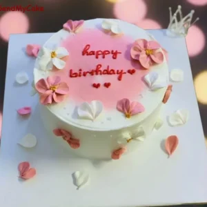 Elegant Floral  Happy Birthday Cake(Eggless)