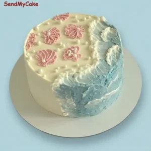 Coastal Shell & Ocean Wave Birthday Cake(Eggless)