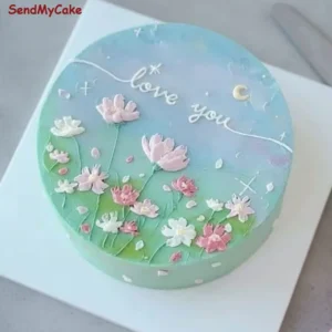 Pastel Floral Dream "Love You" Cake(eggless)