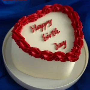 Red & White Heart Birthday Cake(Eggless)