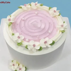 Elegant Eggless Pink Swirl Floral Cream Cake