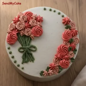 Elegant Eggless Floral Bouquet Cream Cake