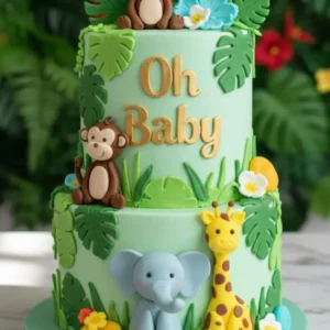 2-Tier Jungle Safari Theme Cake (Eggless)