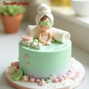 Relaxing Spa Day Girl Birthday Cake (Eggless)