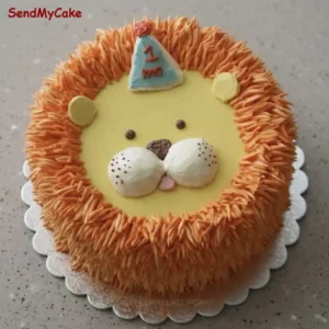 Adorable Jungle Theme Lion Cake