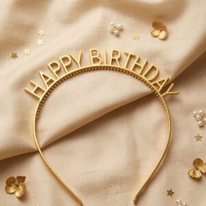Elegant Gold Metal "Happy Birthday" Headband - Premium Birthday Party Hair Accessory