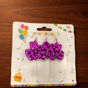 Purple Metallic "Happy Birthday" Script Cake Candle – Premium Birthday Topper