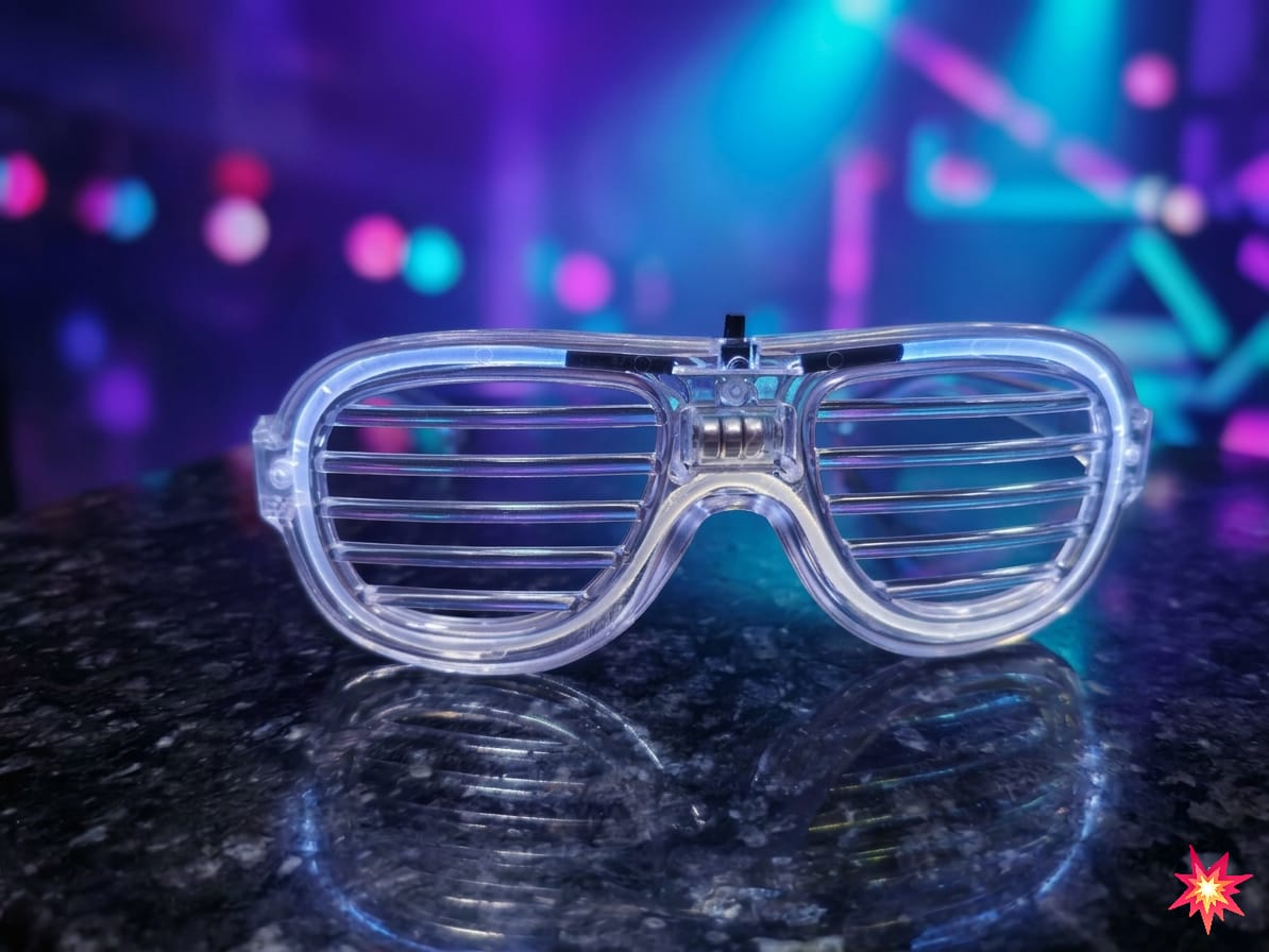 White LED Shutter Shades - Battery Operated Light-Up Glow Glasses