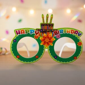 Fun Green Happy Birthday Cake Party Glasses – Celebration Eyewear
