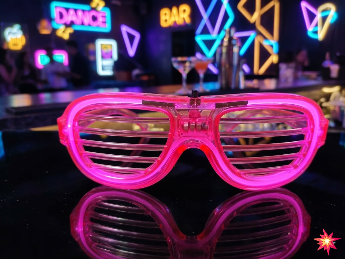 Neon Pink LED Shutter Shades – Battery Operated Glow Party Glasses