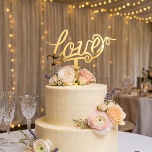Elegant Gold Acrylic "Love" Cake Topper for Weddings & Anniversaries - 1 Piece