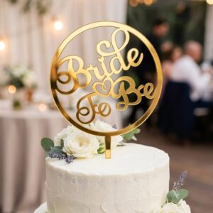 Elegant Round Gold Acrylic "Bride To Be" Cake Topper - 1 Piece