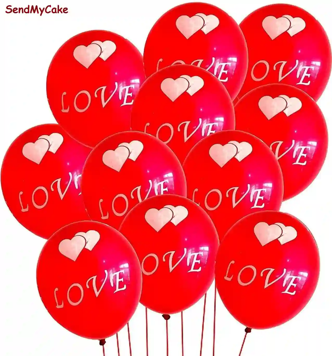 Pack of 50 Red "LOVE" Printed Latex Balloons with Heart Icons