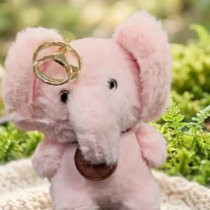 Premium Fluffy Pink Elephant Plush Key Ring – Trending Soft Aesthetic Bag Charm