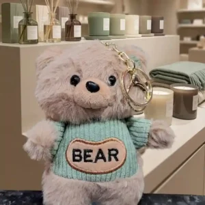 Premium Trending Plush Teddy Bear Keyring with Mint Green "BEAR" Sweater