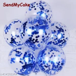 Blue Confetti Transparent Latex Balloons - 4 Piece Pack