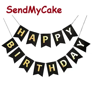 Black and Gold "Happy Birthday" Bunting Banner