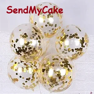 Gold Confetti Transparent Latex Balloons - 4 Piece Pack