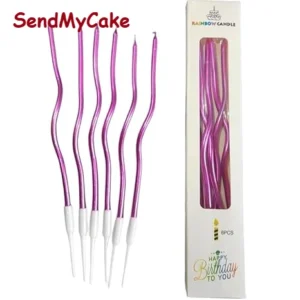 6-Piece Metallic Purple Curly Spiral Birthday Candles