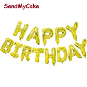 Golden Happy Birthday Foil Balloon Banner Set - 13 Letters