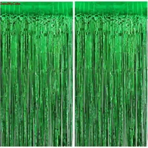 Metallic Green Tinsel Foil Fringe Curtain Backdrop (1 Piece)