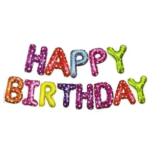 Multicolor Happy Birthday Foil Balloon Banner Set - 13 Letters (Mix Colour)