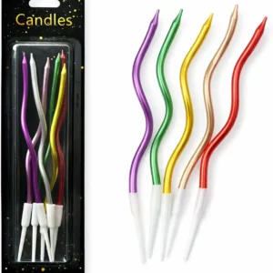 6-Piece Metallic Spiral Wavy Birthday Candles - Multicolor