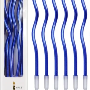 6-Piece Metallic Blue Spiral Wavy Birthday Candles