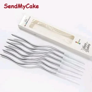 Elegant Silver Curly Spiral Birthday Candles - 6 Piece Set