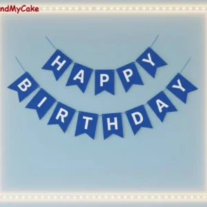 Blue and White "Happy Birthday" Bunting Banner