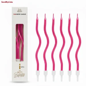 Vibrant Pink Curly Spiral Birthday Candles - 6 Piece Set