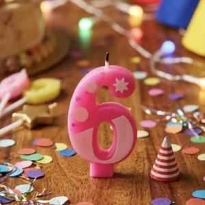 Premium Number 6 Birthday Candle - Decorative Cake Topper (1 Piece)