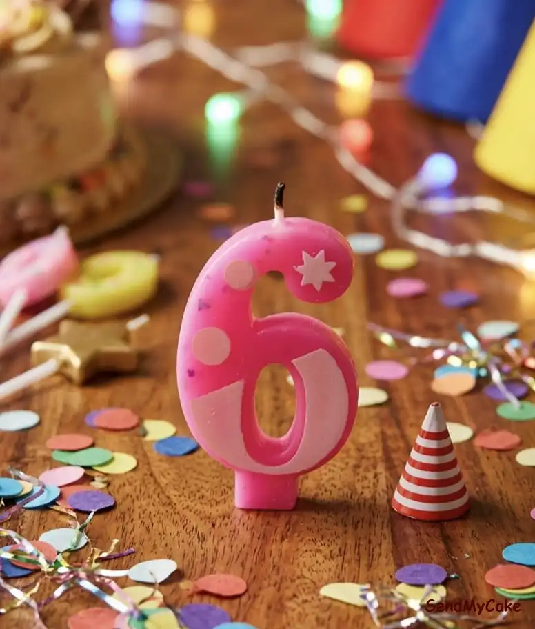 Premium Number 6 Birthday Candle - Decorative Cake Topper (1 Piece)