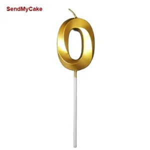 Premium Golden Twist Number 0 Birthday Candle - Elegant Metallic Finish