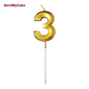 Elegant Gold Metallic Number 3 Birthday Candle - 1 Piece