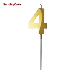 Elegant Gold Metallic Number 4 Birthday Candle - 1 Piece