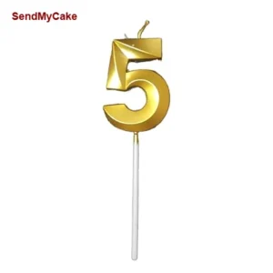 Elegant Golden Metallic Number 5 Digit Birthday Candle - 1 Piece