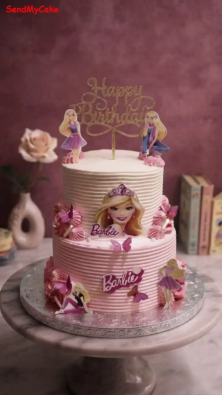 Dreamy Barbie 2-Tier Eggless Birthday Cake - Image 2