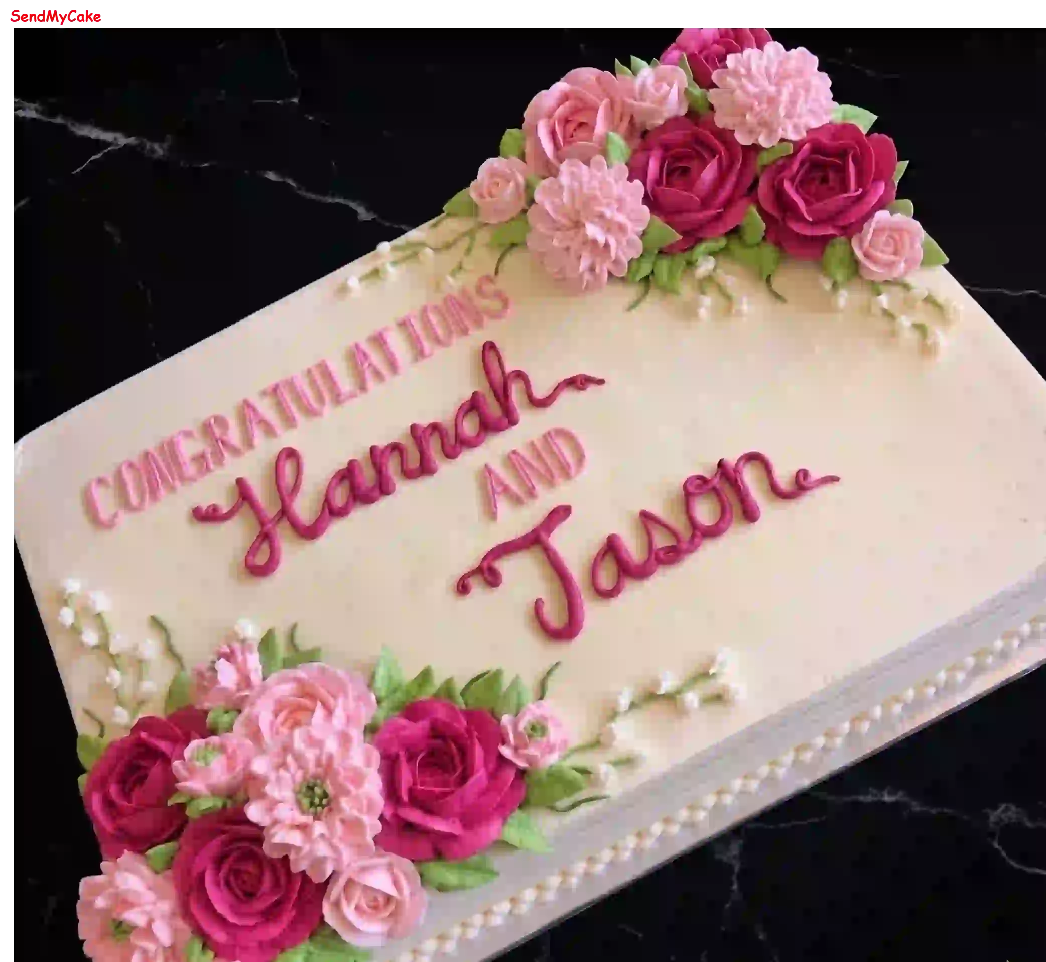Elegant Floral Congratulations Celebration Eggless Cake