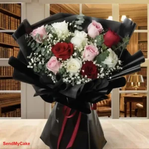 Elegant Harmony 11 Mixed Roses Premium Bouquet