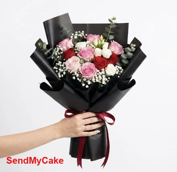Elegant Harmony 11 Mixed Roses Premium Bouquet - Image 2